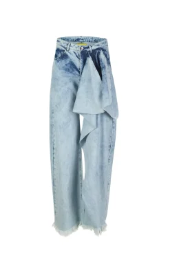 Marques ' Almeida ACID WASH BOYFRIEND TROUSERS WITH BIG BOW-Women Denim|Bottoms