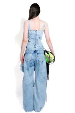Marques ' Almeida ACID WASH BOYFRIEND TROUSERS WITH BIG BOW-Women Denim|Bottoms