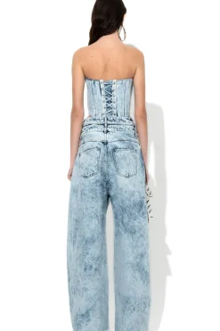 Marques ' Almeida ACID WASH DENIM DOUBLE WAIST BOYFRIEND TROUSERS-Women Bottoms|Denim