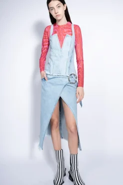 Marques ' Almeida ACID WASH SKIRT WITH SIDE SPLIT-Women Bottoms|Denim