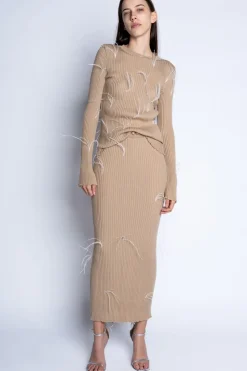 Marques ' Almeida MERINO WOOL FEATHER LONG SKIRT-Women Bottoms|Knitwear