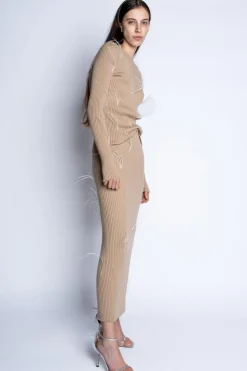 Marques ' Almeida MERINO WOOL FEATHER LONG SKIRT-Women Bottoms|Knitwear