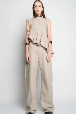 Marques ' Almeida WOVEN SLEEVELESS TOP WITH ASYMMETRIC HEM-Women Tops|Tops