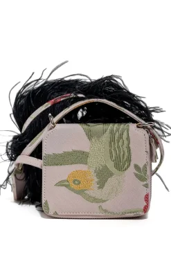 Marques ' Almeida BIRD BROCADE WALLET BAG WITH FEATHER STRAP- Accessories