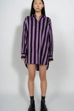 Marques ' Almeida BLACK AND LILAC STRIPED XXL SHIRT-Women Tops