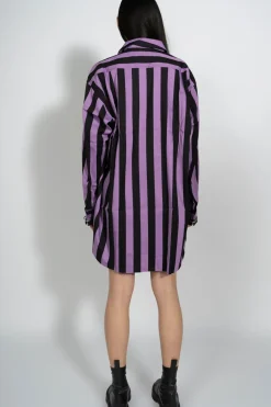 Marques ' Almeida BLACK AND LILAC STRIPED XXL SHIRT-Women Tops
