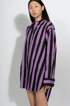 Marques ' Almeida BLACK AND LILAC STRIPED XXL SHIRT-Women Tops