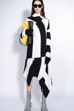 Marques ' Almeida BLACK AND WHITE DRAPED JUMPER-Women Knitwear|Tops
