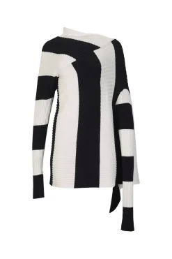Marques ' Almeida BLACK AND WHITE DRAPED JUMPER-Women Knitwear|Tops