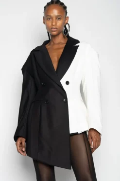Marques ' Almeida BLACK AND WHITE FITTED BLAZER-Women Outerwear|Outerwear