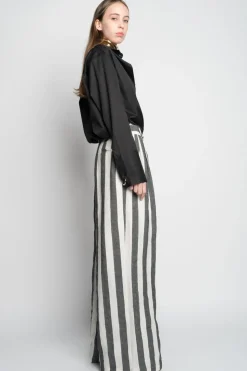 Marques ' Almeida BLACK AND WHITE STRIPES WIDE LEG TROUSERS-Women Bottoms|Bottoms