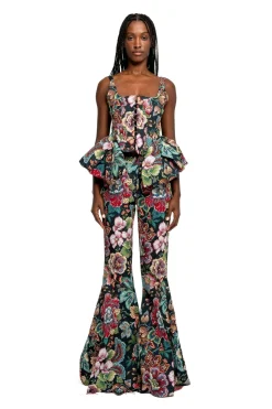 Marques ' Almeida BLACK BROCADE CORSET WITH FRONT HOOK & EYE CLOSURE-Women Tops