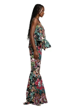 Marques ' Almeida BLACK BROCADE CORSET WITH FRONT HOOK & EYE CLOSURE-Women Tops