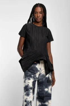 Marques ' Almeida CAP SLEEVE PLISSE T-SHIRT-Women Tops|Tops