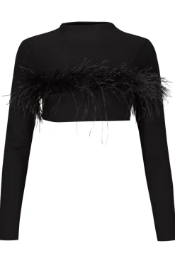 Marques ' Almeida CROPPED FEATHER TOP-Women Tops|Tops