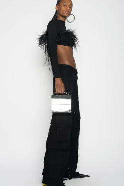 Marques ' Almeida CROPPED FEATHER TOP-Women Tops|Tops
