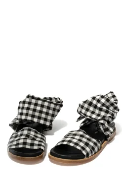 Marques ' Almeida BLACK GINGHAM WRAP SANDAL- Shoes