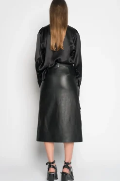 Marques ' Almeida MIDI LEATHER SKIRT-Women Bottoms