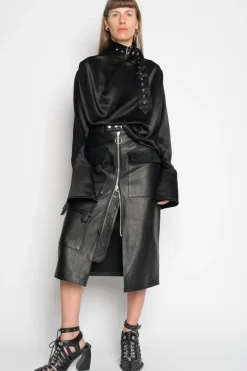 Marques ' Almeida MIDI LEATHER SKIRT-Women Bottoms