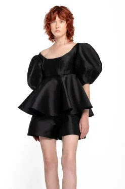 Marques ' Almeida MIKADO TOP WITH PEPLUM AND BALLON SLEEVES-Women Tops