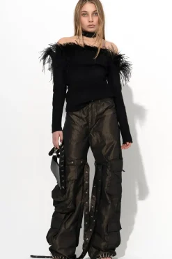 Marques ' Almeida OFF SHOULDER TOP WITH FEATHERS-Women Tops|Tops