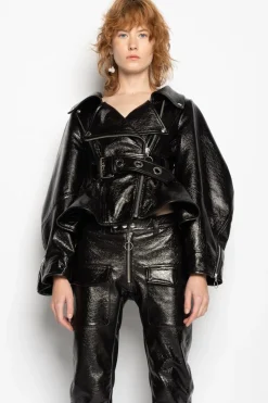 Marques ' Almeida POINTY NECK LEATHER JACKET-Women Outerwear|Outerwear