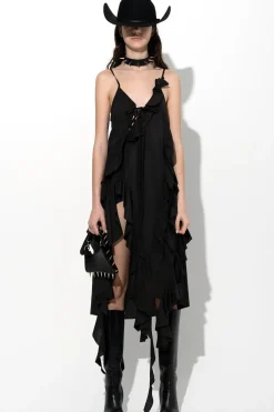 Marques ' Almeida STRAP DRESS WITH ASYMMETRIC CASCADING FRILLS-Women Dresses|Dresses