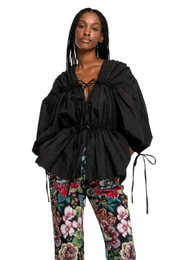 Marques ' Almeida WRINKLED COTTON LACES RUCHED BLOUSE-Women Tops