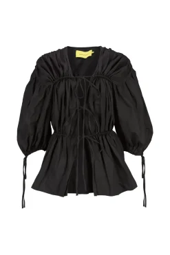 Marques ' Almeida WRINKLED COTTON LACES RUCHED BLOUSE-Women Tops