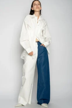 Marques ' Almeida BLUE AND WHITE BOYFRIEND TROUSERS-Women Bottoms|Bottoms