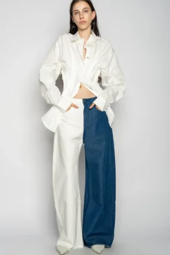 Marques ' Almeida BLUE AND WHITE BOYFRIEND TROUSERS-Women Bottoms|Bottoms