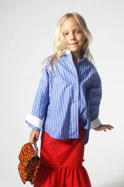 Marques ' Almeida AND WHITE STRIPED LOOSE SHIRT-Kids Tops