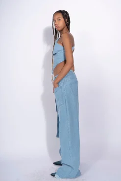 Marques ' Almeida DENIM PATCH POCKET BOYFRIEND TROUSERS-Women Denim|Bottoms