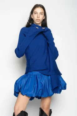 Marques ' Almeida BLUE DRAPED JUMPER IN MERINO KNIT-Women Knitwear|Tops
