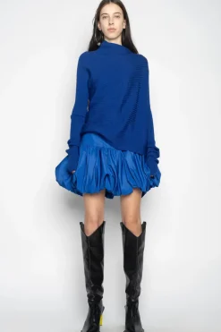 Marques ' Almeida BLUE DRAPED JUMPER IN MERINO KNIT-Women Knitwear|Tops