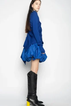 Marques ' Almeida BLUE DRAPED JUMPER IN MERINO KNIT-Women Knitwear|Tops
