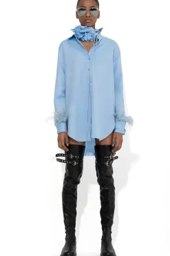 Marques ' Almeida BLUE FEATHER CUFF SHIRT-Women Tops|Tops