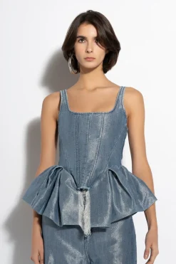 Marques ' Almeida LUREX FITTED CORSET-Women Denim|Tops