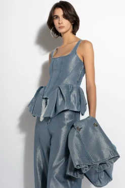Marques ' Almeida LUREX FITTED CORSET-Women Denim|Tops