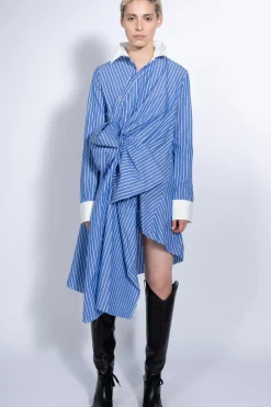Marques ' Almeida STRIPED SHIRT DRESS WITH SIDE BOW-Women Dresses|Dresses