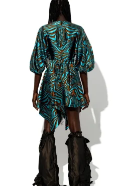 Marques ' Almeida ZEBRA BROCADE BALLOON SLEEVE DRESS-Women Dresses|Dresses
