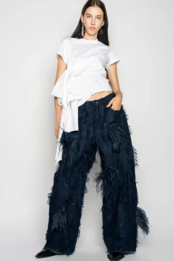 Marques ' Almeida BOYFRIEND TROUSERS IN SHREDDED DENIM-Women Denim|Bottoms