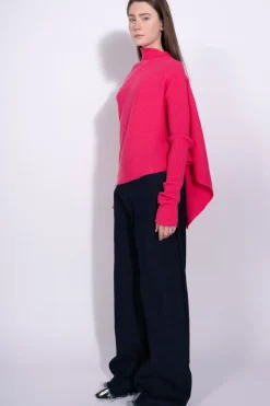 Marques ' Almeida BRIGHT PINK DRAPED JUMPER IN MERINO KNIT-Women Knitwear|Tops