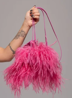 Marques ' Almeida BRIGHT PINK FEATHER BAG- Accessories