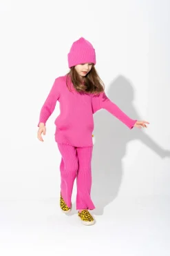 Marques ' Almeida BRIGHT PINK MERINO KNIT BEANIE-Kids Knitwear