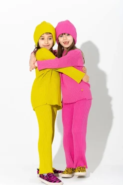 Marques ' Almeida BRIGHT PINK MERINO KNIT BEANIE-Kids Knitwear