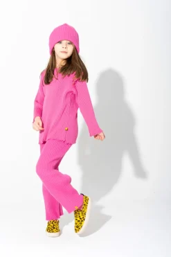 Marques ' Almeida BRIGHT PINK MERINO KNIT TROUSERS-Kids Knitwear|Bottoms