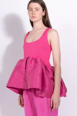 Marques ' Almeida BRIGHT PINK SLEEVELESS PUFF HEM TOP-Women Tops