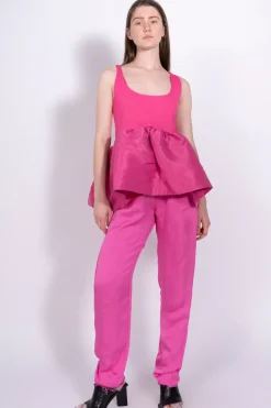 Marques ' Almeida BRIGHT PINK SLEEVELESS PUFF HEM TOP-Women Tops