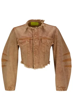 Marques ' Almeida ROUND SLEEVE CROPPED JACKET-Women Outerwear|Denim